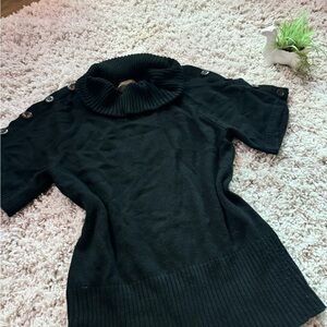 Artisan turtleneck sweater with button detail on sleeves blouse sweater.